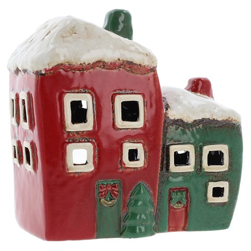 Green & red double Xmas house