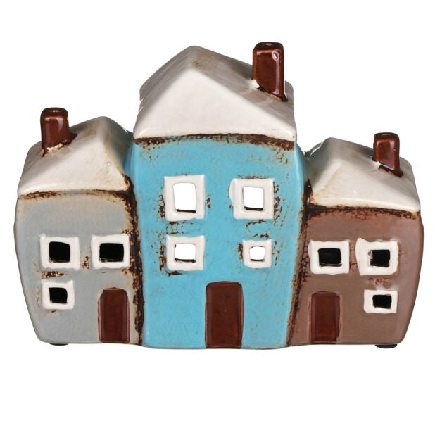 Village Pottery 3 Houses Tealight